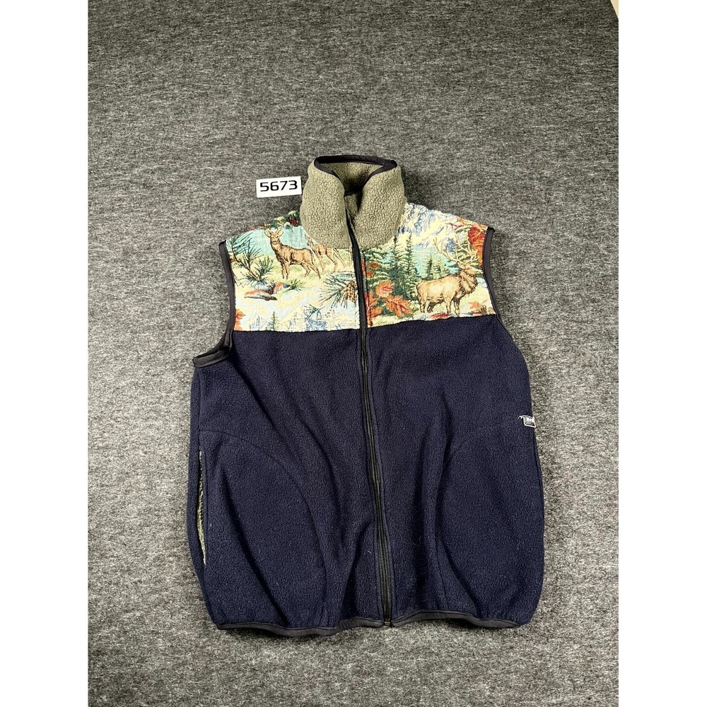 Vintage BJM Lifestyles Vest Womens Small Navy Blue Fleece Cabin Core Gorpcore